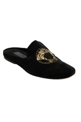 Versace Size- EU 39.5 Medusa Black Head Velvet Slippers