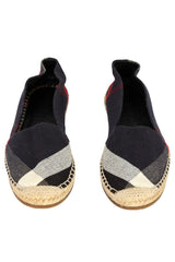 Burberry Size- EU 39 Navy Blue Checkered Canvas Hodgeson Flat Espadrilles