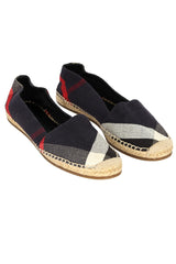 Burberry Size- EU 39 Navy Blue Checkered Canvas Hodgeson Flat Espadrilles