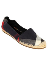 Burberry Size- EU 39 Navy Blue Checkered Canvas Hodgeson Flat Espadrilles
