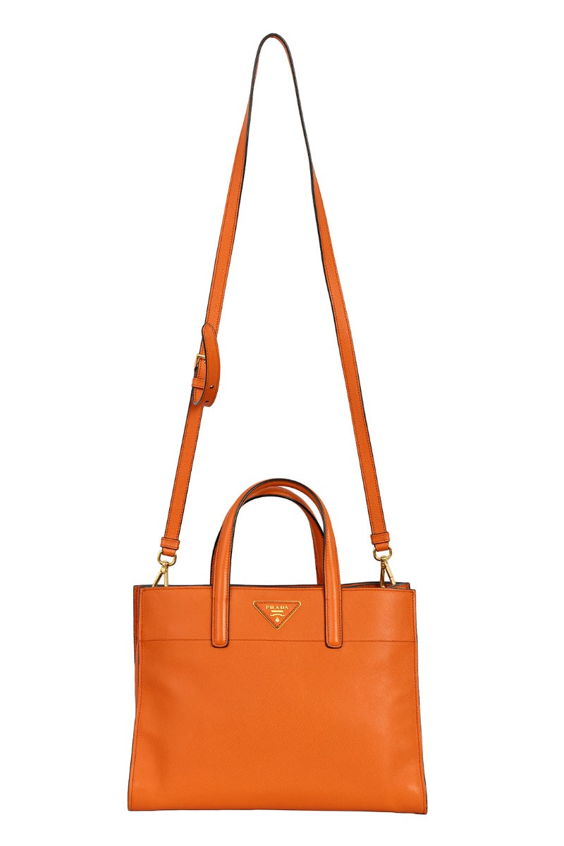 Prada Orange Saffiano Tote Bag