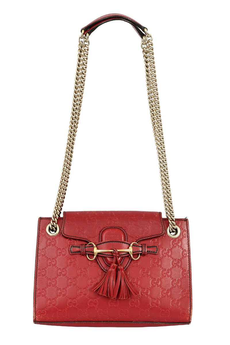 Gucci Red Small Guccissima Leather Emily Chain Shoulder Bag