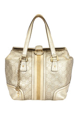 Gucci Metallic Gold Gg Signature Treasure Boston Bag