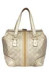 Gucci Metallic Gold Gg Signature Treasure Boston Bag