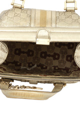 Gucci Metallic Gold Gg Signature Treasure Boston Bag