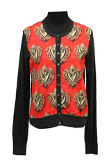 Dolce & Gabbana Size-46/Xl Orange Embossed Pattern Knit Cardigan