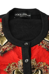 Dolce & Gabbana Size-46/Xl Orange Embossed Pattern Knit Cardigan