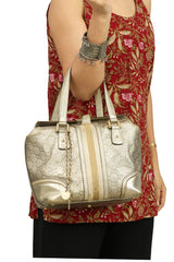 Gucci Metallic Gold Gg Signature Treasure Boston Bag