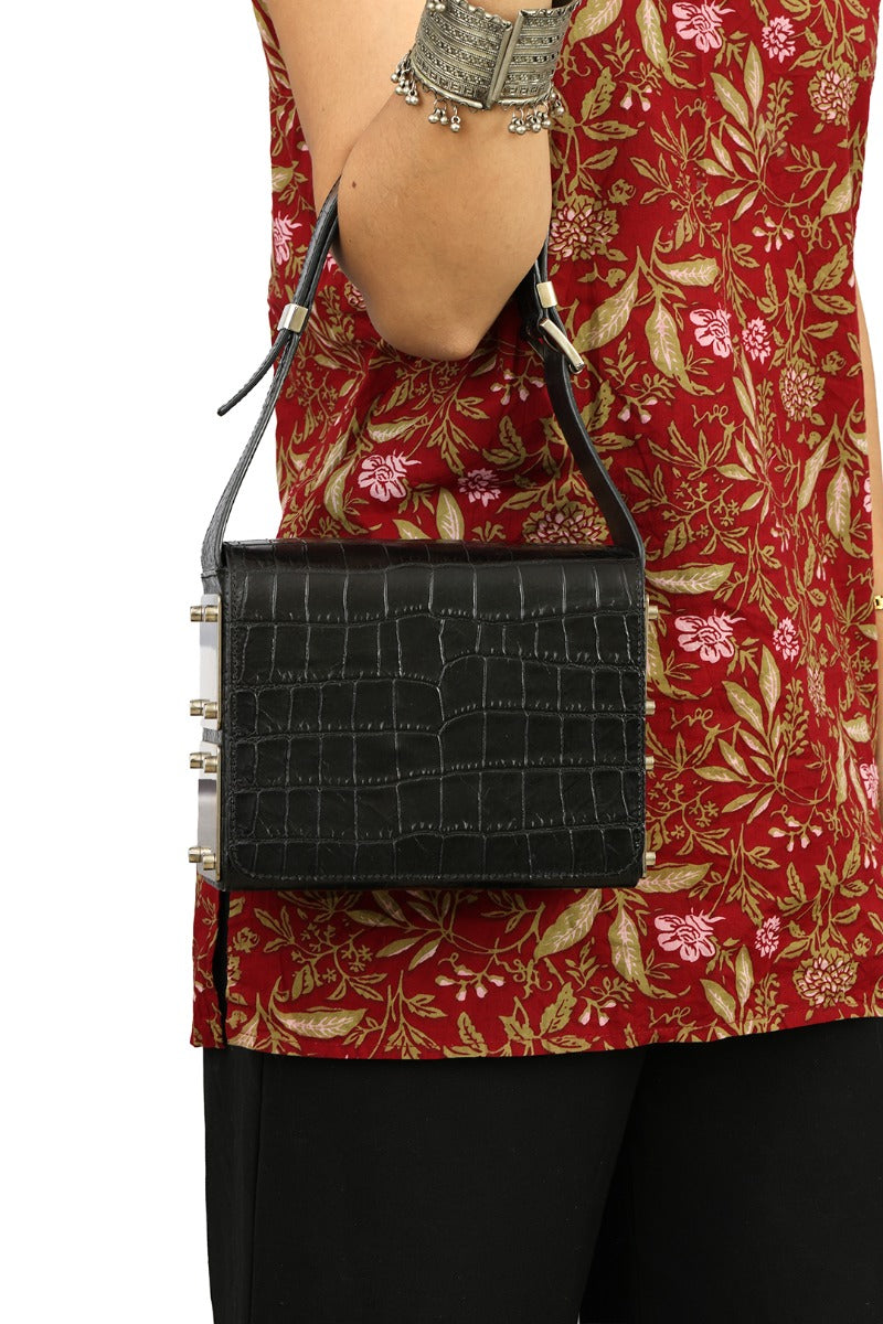michael-kors-black-croc-embossed-leather-bag