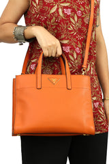 Prada Orange Saffiano Tote Bag