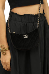 Chanel Black Crescent Shape Clutch On Chain Bag