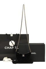 Chanel Black Crescent Shape Clutch On Chain Bag
