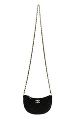 Chanel Black Crescent Shape Clutch On Chain Bag