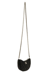 Chanel Black Crescent Shape Clutch On Chain Bag