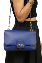 Salvatore Ferragamo Blue Leather Bree Shoulder Bag