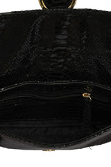 Micheal Kors Black Sequins And Python Effect Leather Flap Shoulder Bag
