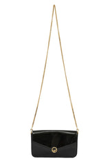 Fendi Black Patent Leather F Wallet On Chain Bag