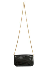 Fendi Black Patent Leather F Wallet On Chain Bag