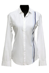 Salvatore Ferragamo Size-S White With Blue Stripe Shirt