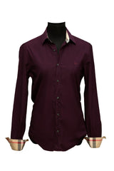 Burberry Brit Size-S Nova Check Maroon Button Up Shirt