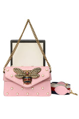 Gucci Pink Leather Mini Pearl Queen Margaret Broadway Shoulder