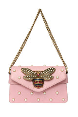 Gucci Pink Leather Mini Pearl Queen Margaret Broadway Shoulder