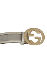 Gucci Gg 95 Cms/38 Inches Metallic Silver Interlocking G Buckle Belt