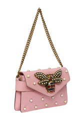 Gucci Pink Leather Mini Pearl Queen Margaret Broadway Shoulder