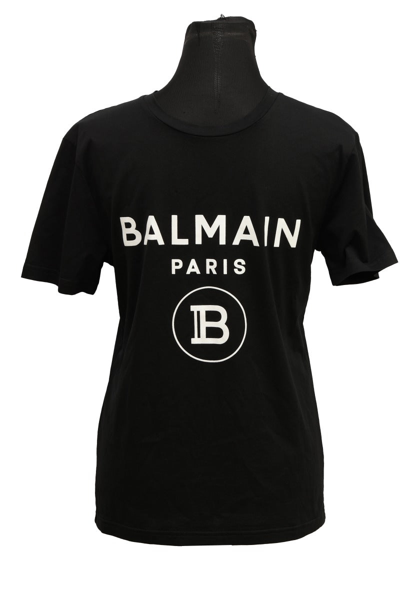Balmain Size-S Black Logo Print T-Shirt