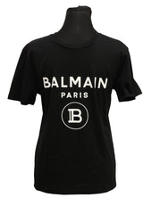 Balmain Size-S Black Logo Print T-Shirt