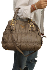 Prada Beige Leather Gaufre Tote Bag