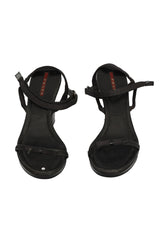 Prada Size-37.5 Black Bow Wedge Sandals