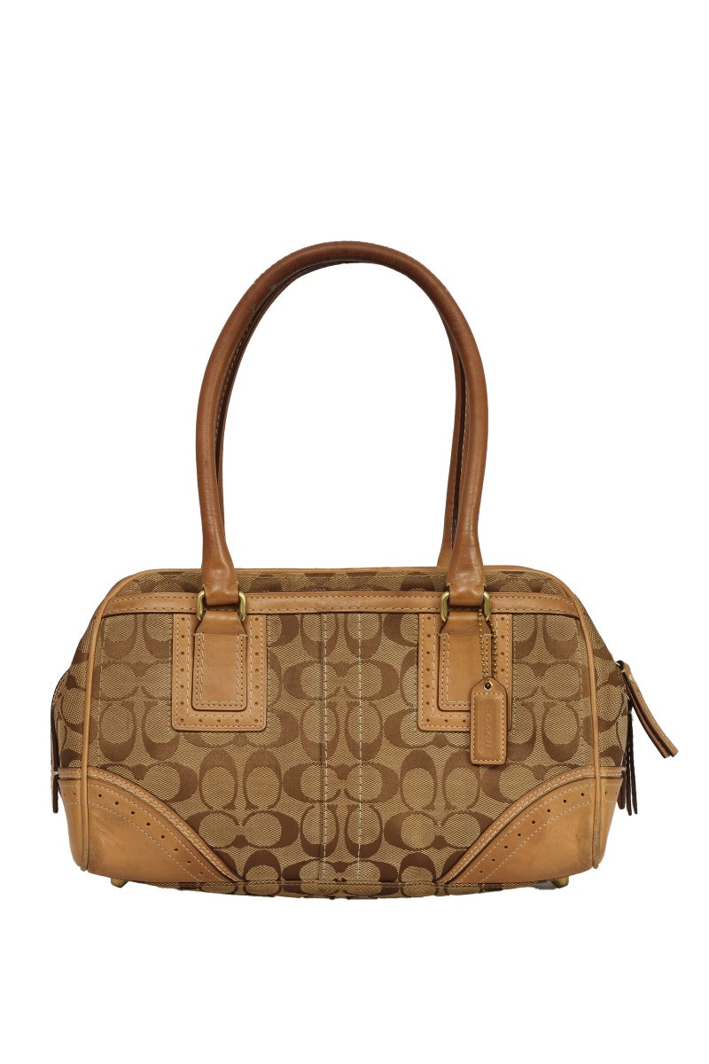 Coach Signature Canvas And Leather Satchel Bag Online | Retag – Retag ...