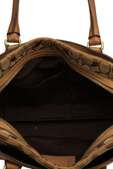 Coach Signature Canvas And Leather Satchel Bag