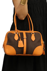 Prada Bi Color Leather And Canvas