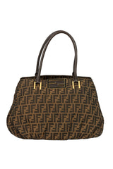 Fendi Tobacco Zucca Print Canvas Mia Large Tote Bag