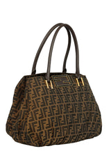 Fendi Tobacco Zucca Print Canvas Mia Large Tote Bag