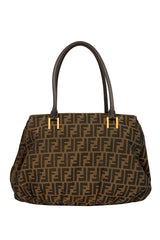 Fendi Tobacco Zucca Print Canvas Mia Large Tote Bag