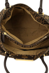 Fendi Tobacco Zucca Print Canvas Mia Large Tote Bag