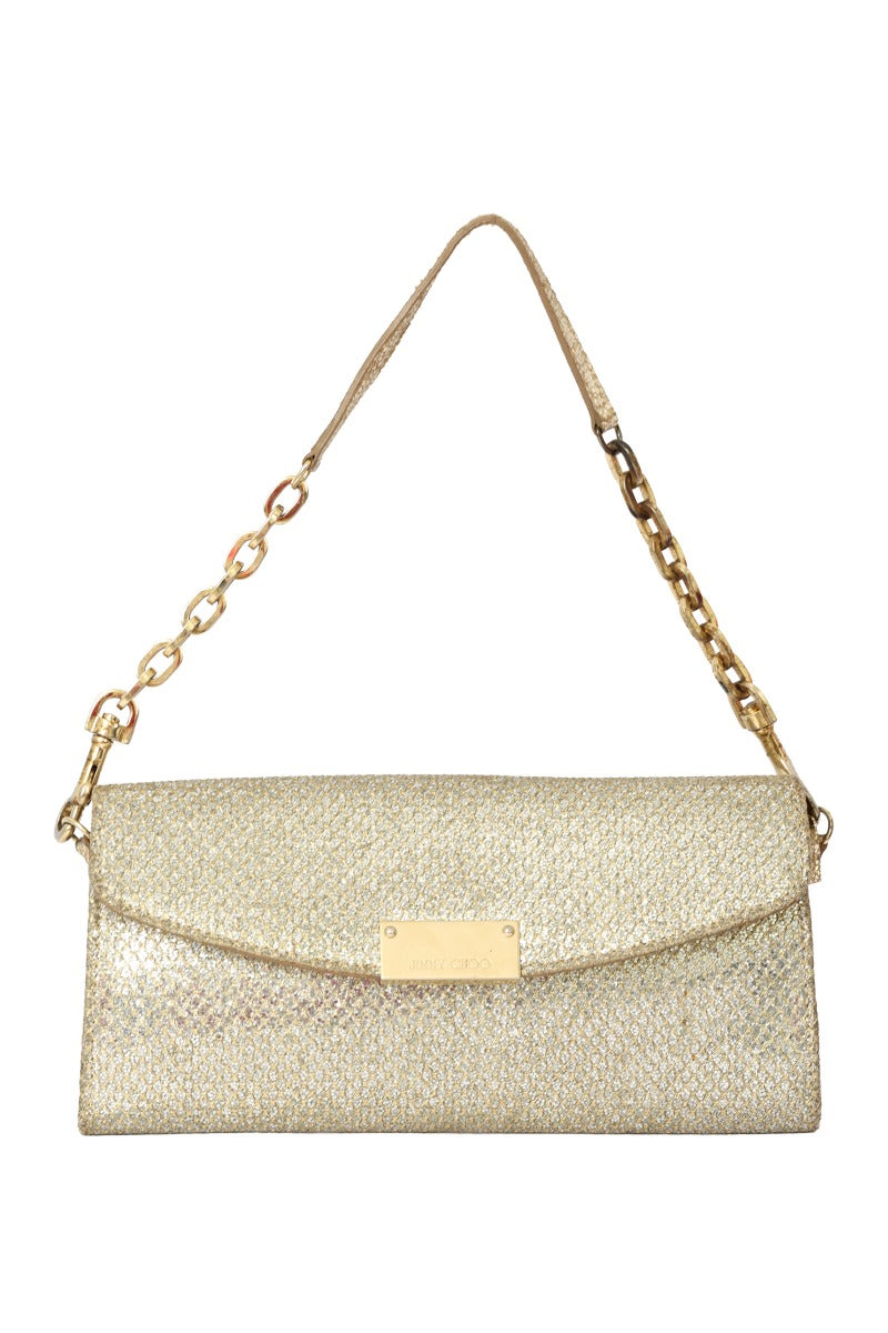 Jimmy Choo Gold Glitter Riane Clutch Bag