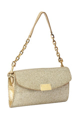 Jimmy Choo Gold Glitter Riane Clutch Bag
