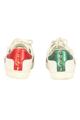 Gucci Size- EU 37 White Pearl Studded Ace Low Top Sneakers
