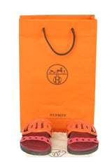 Hermes Size- EU 38 Orange/ Pink Leather Extra Slide Flats