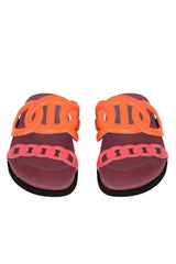 Hermes Size- EU 38 Orange/ Pink Leather Extra Slide Flats