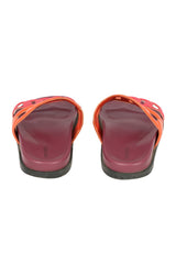 Hermes Size- EU 38 Orange/ Pink Leather Extra Slide Flats