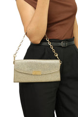 Jimmy Choo Gold Glitter Riane Clutch Bag