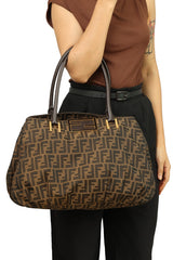 Fendi Tobacco Zucca Print Canvas Mia Large Tote Bag