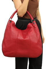 Bottega Veneta Red Washed Vervo Leather Hobo Bag