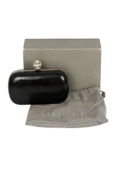 Alexander Mc Queenblack Patent Leather Skull Box Clutch