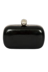 Alexander Mc Queenblack Patent Leather Skull Box Clutch